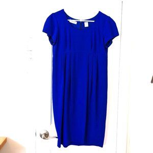 Vintage 80s Cobalt Blue Pleated Shift Dress